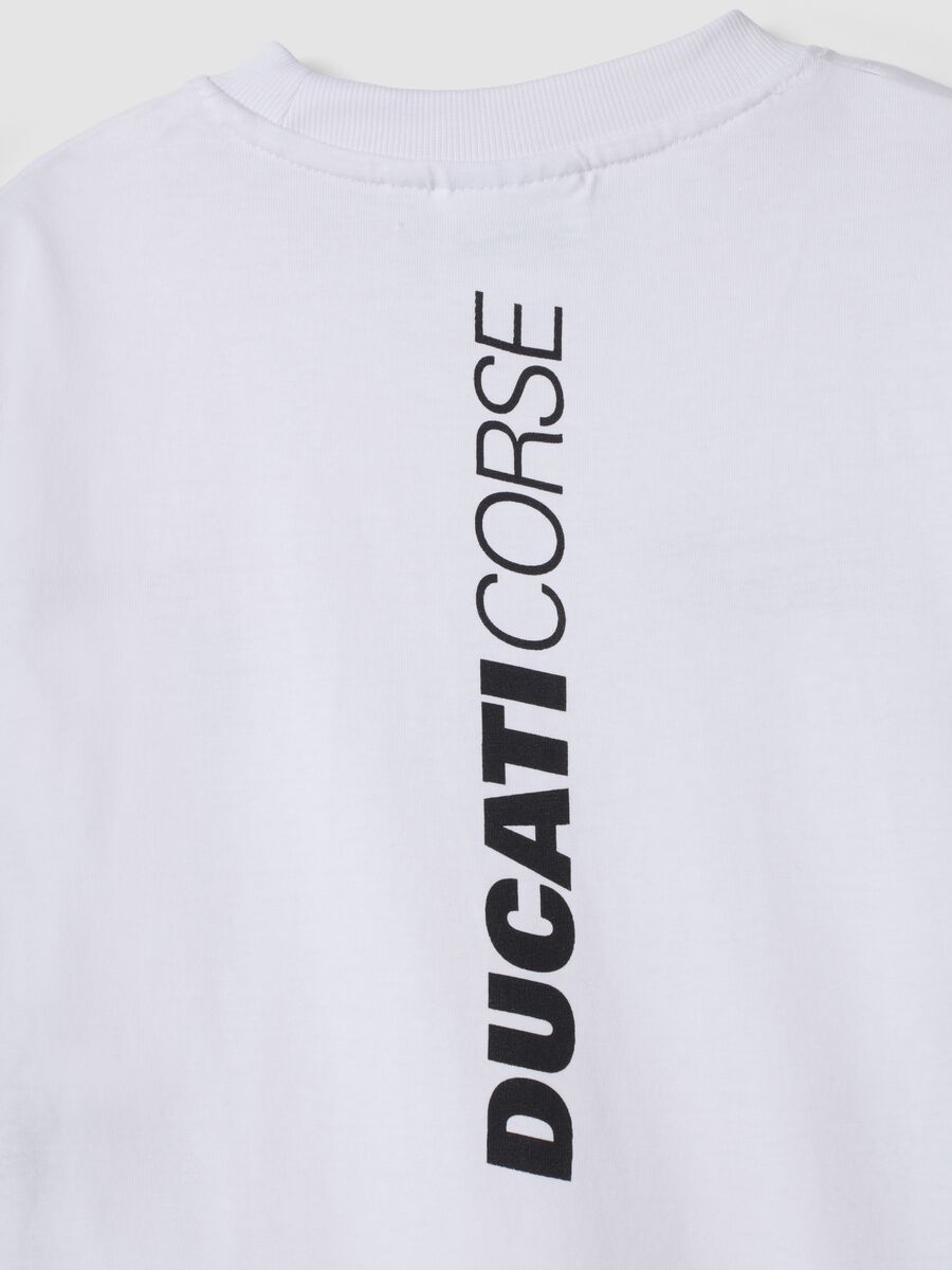 T-shirt bianca in puro cotone con stampe Ducati relaxed fit_2