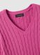 Pink pure cotton regular fit pullover with cable knit design_1