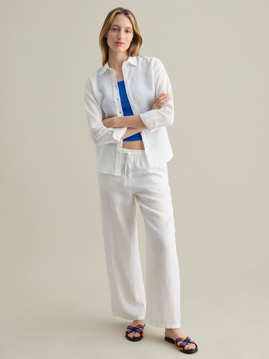White regular-fit shirt in linen_1
