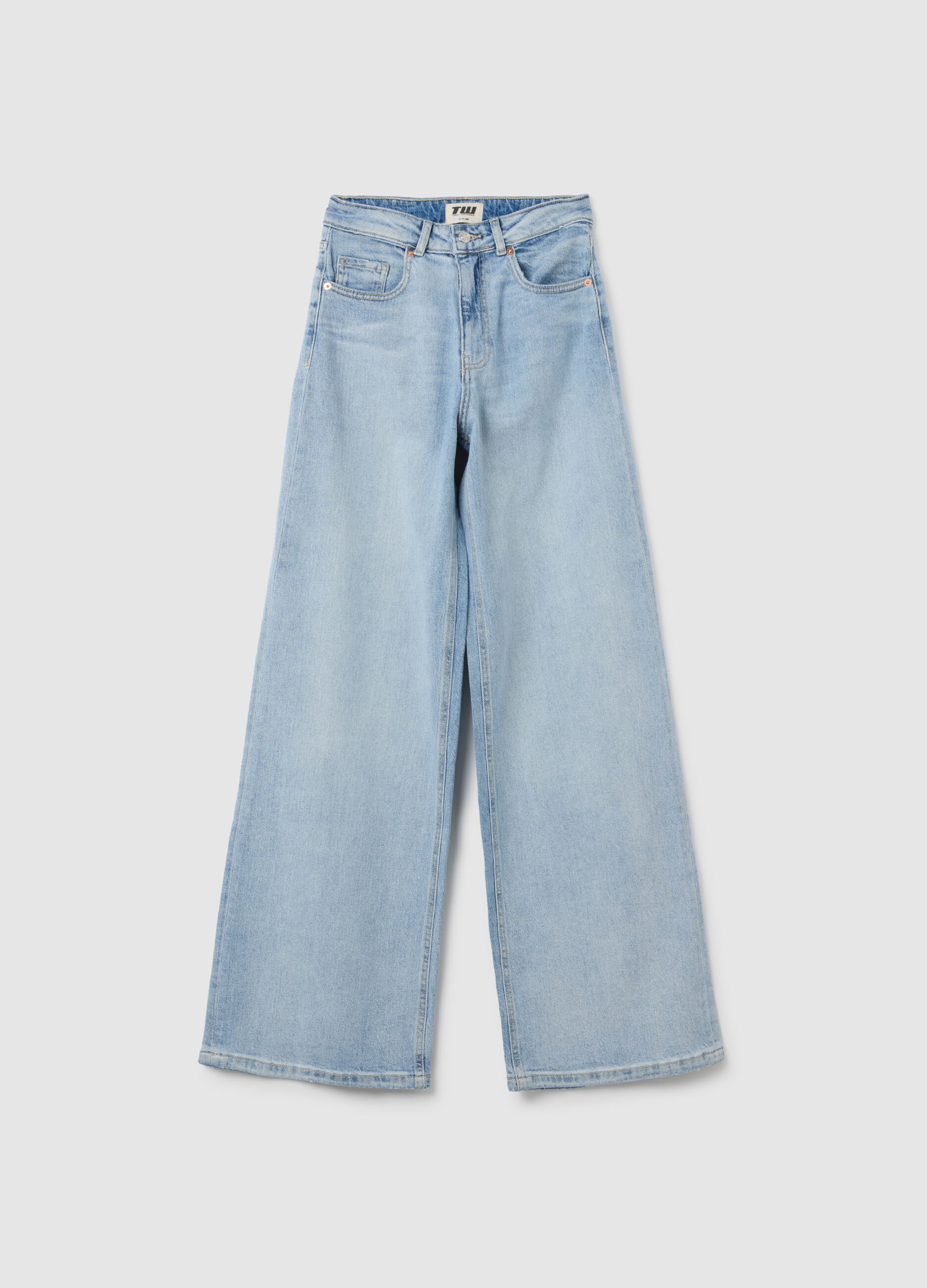 Jeans da donna in denim azzurro regular fit