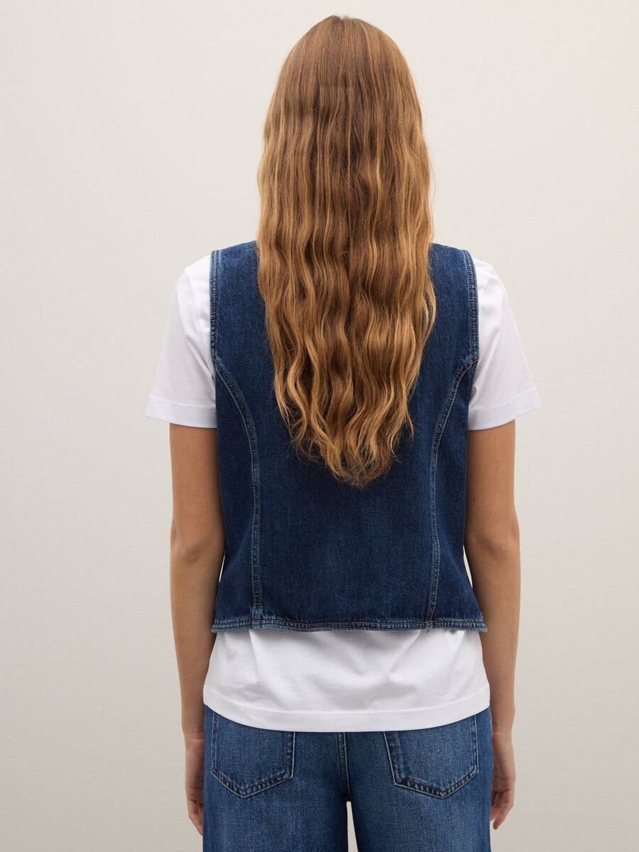 Slim fit pure cotton denim waistcoat_3