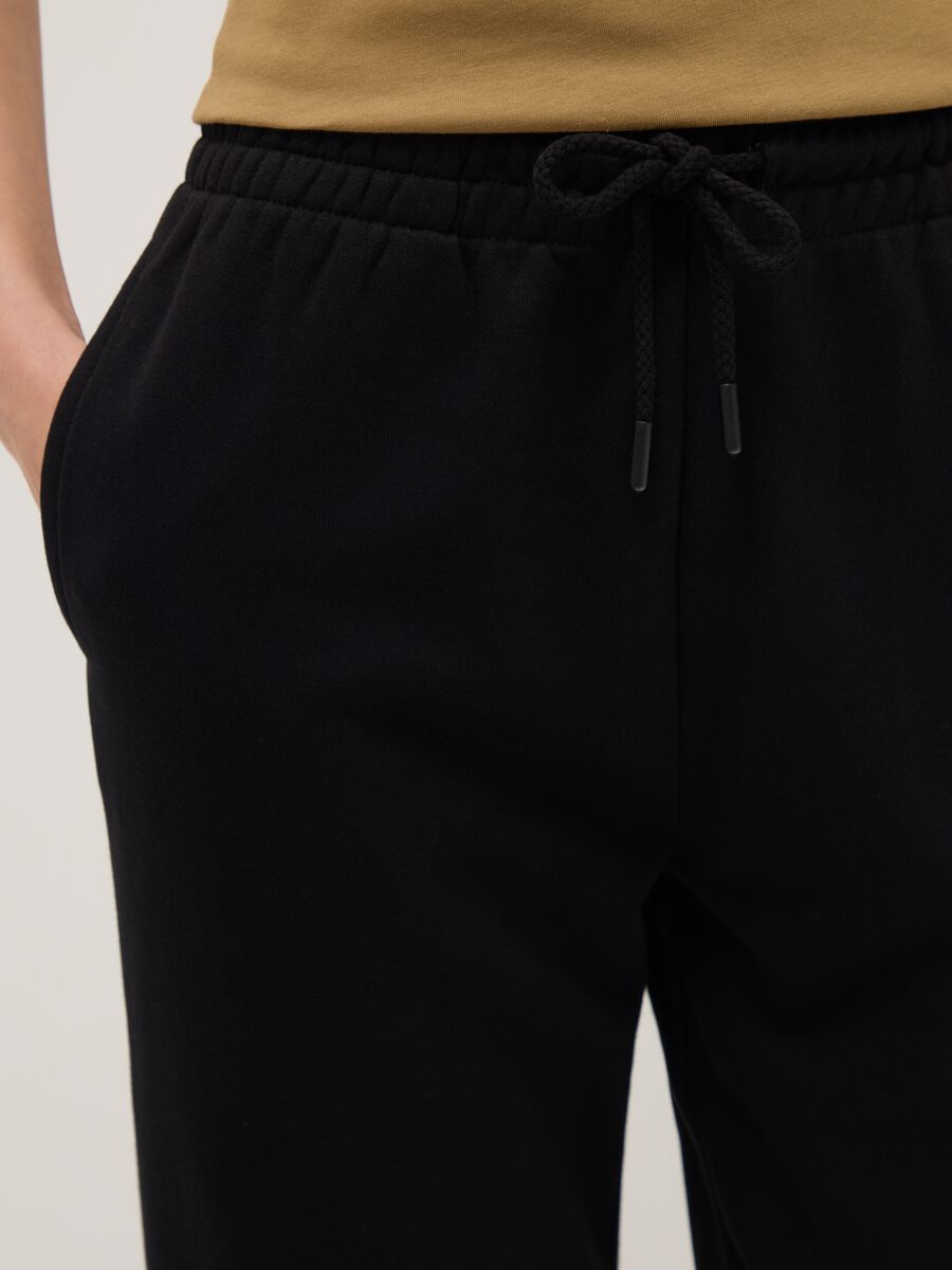 Black cotton blend jogger trousers regular fit_3