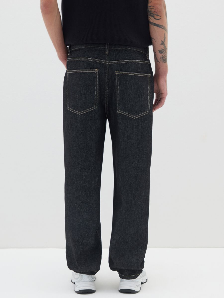 Black Baggy Jeans in Pure Cotton_2