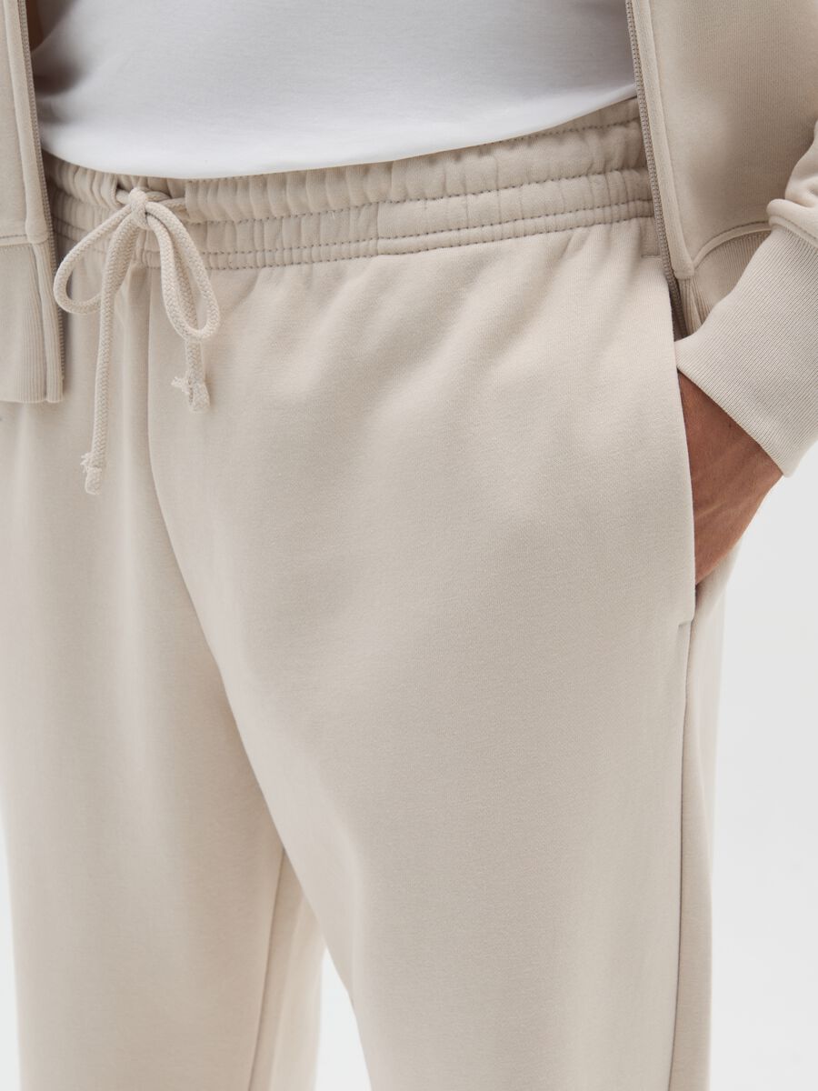 Beige cotton blend trousers regular fit_3