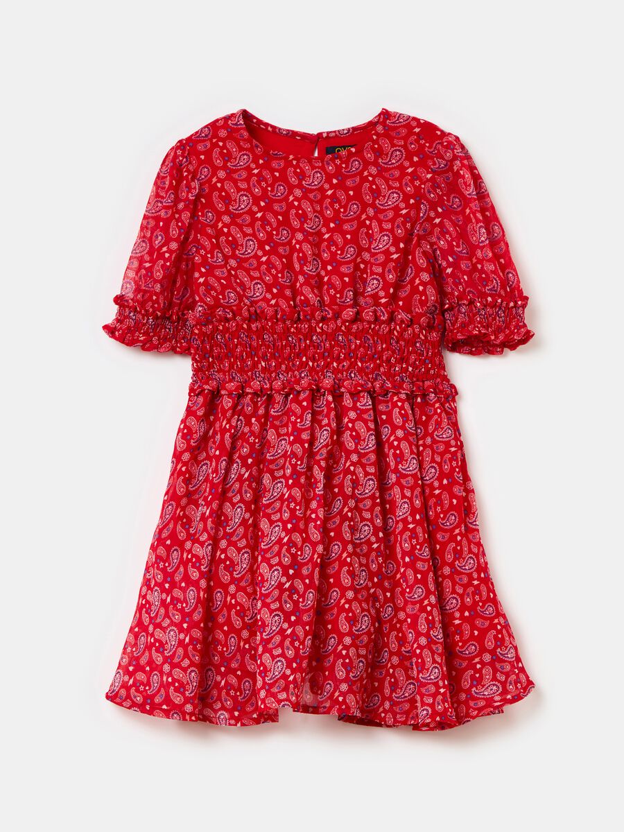 Dress with paisley pattern and smock stitch_0
