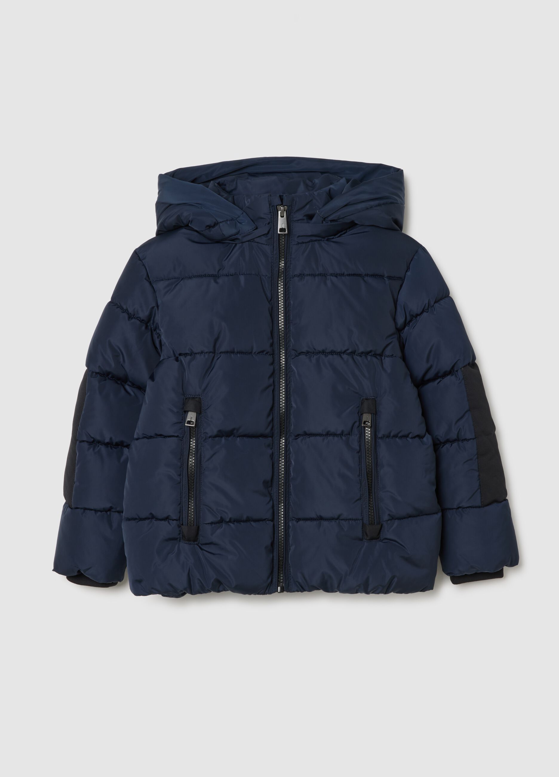 Blue Padded Jacket with Hood