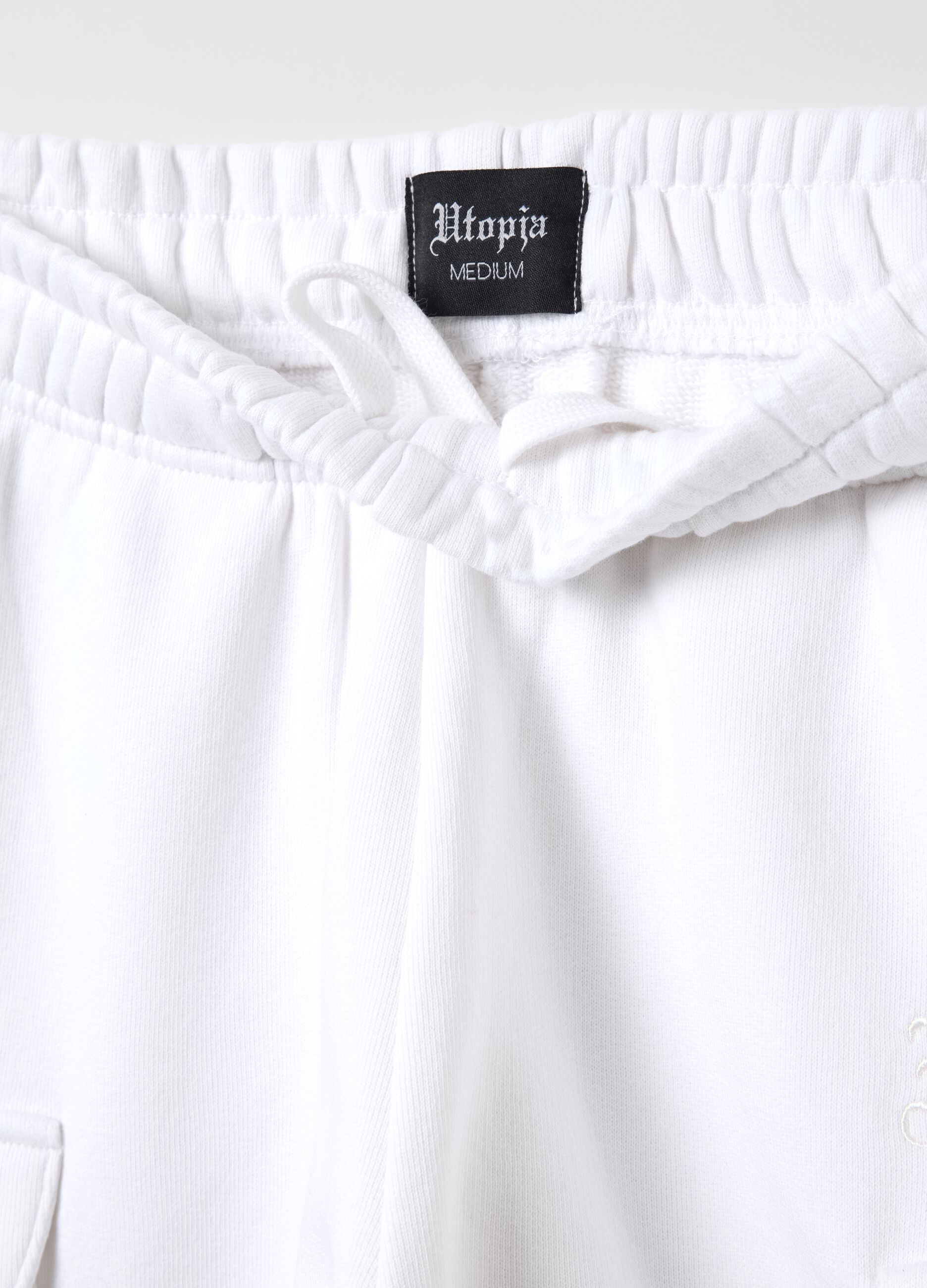 White Cargo Sweat Shorts