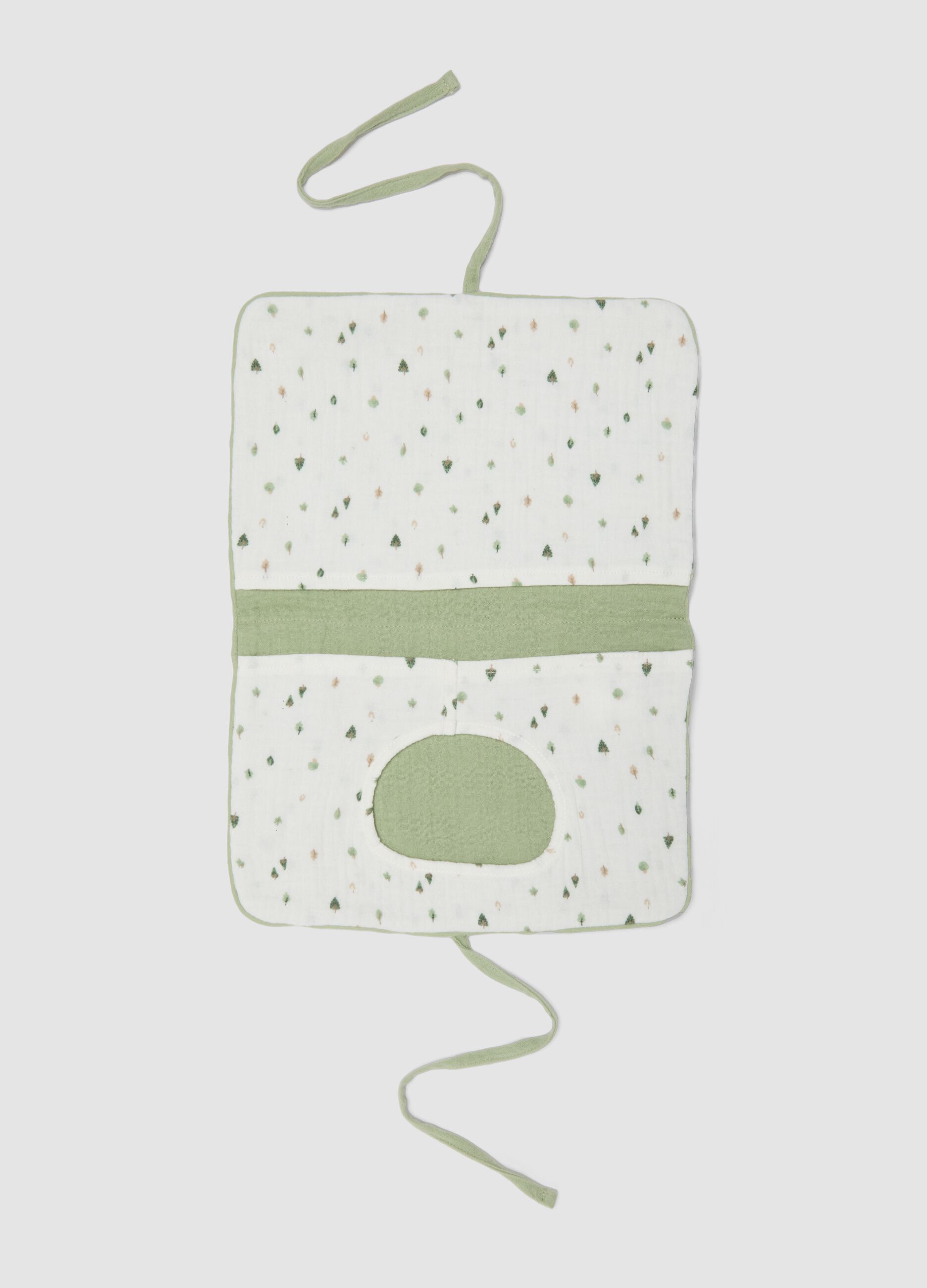 Green 100% cotton changing mat with all-over print