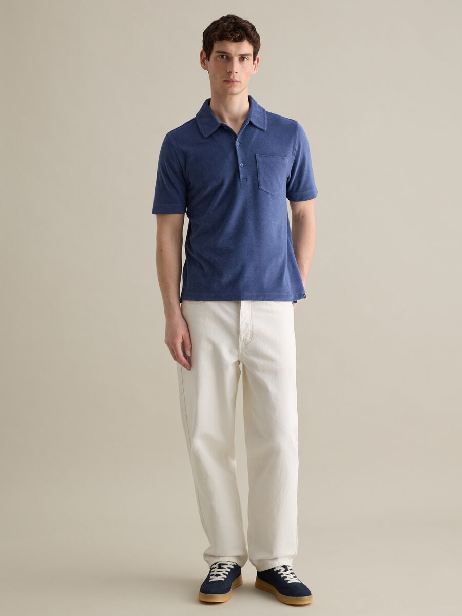 Blue short sleeve cotton blend polo_1
