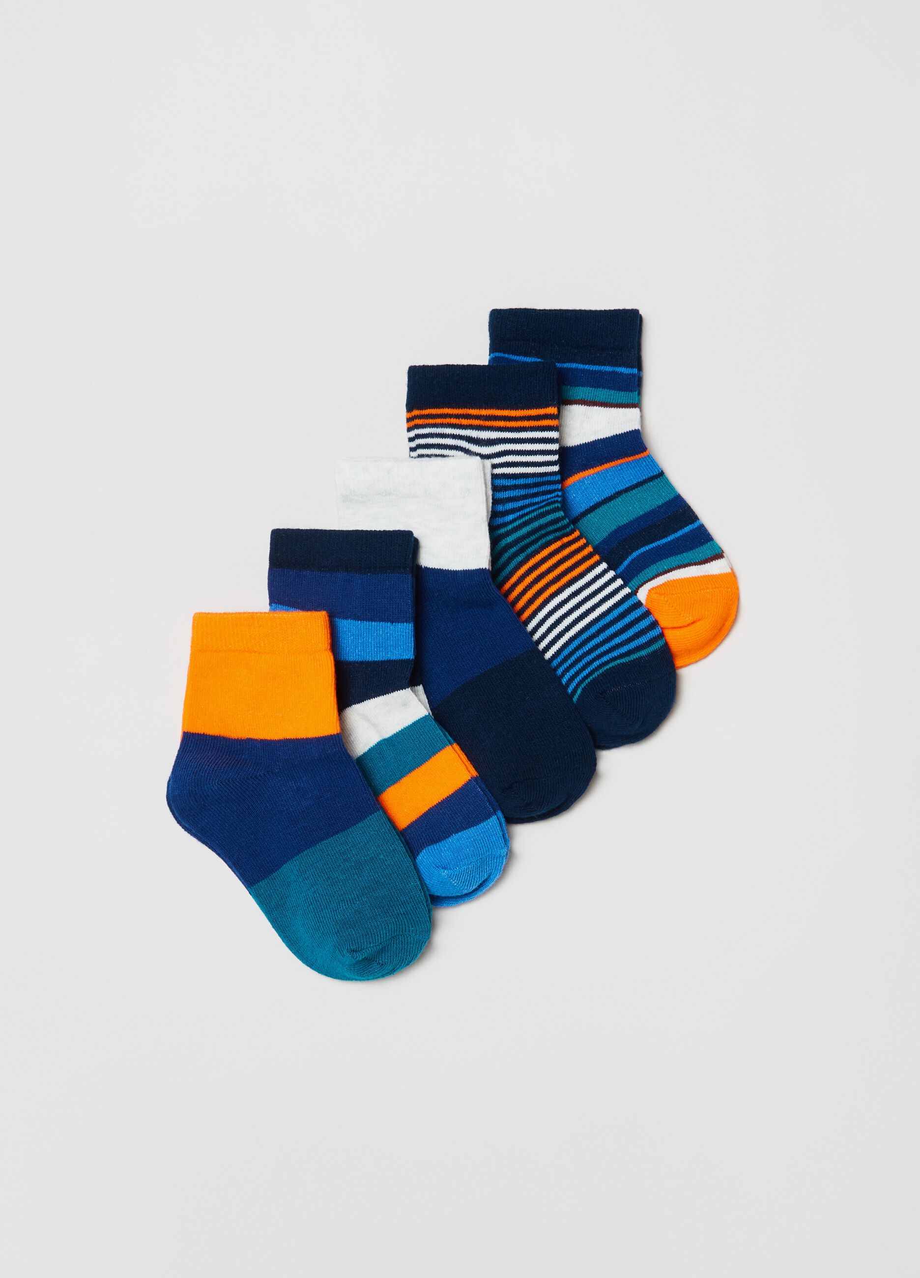 Set cinque calze corte stretch Blu/Arancione OVS KIDS da Bambino