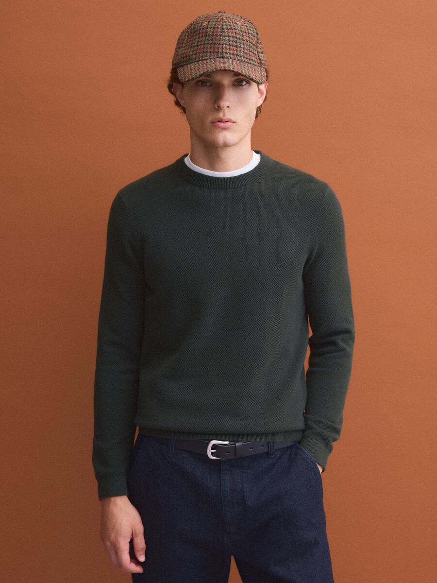 Maglia verde in puro cotone girocollo regular fit_0