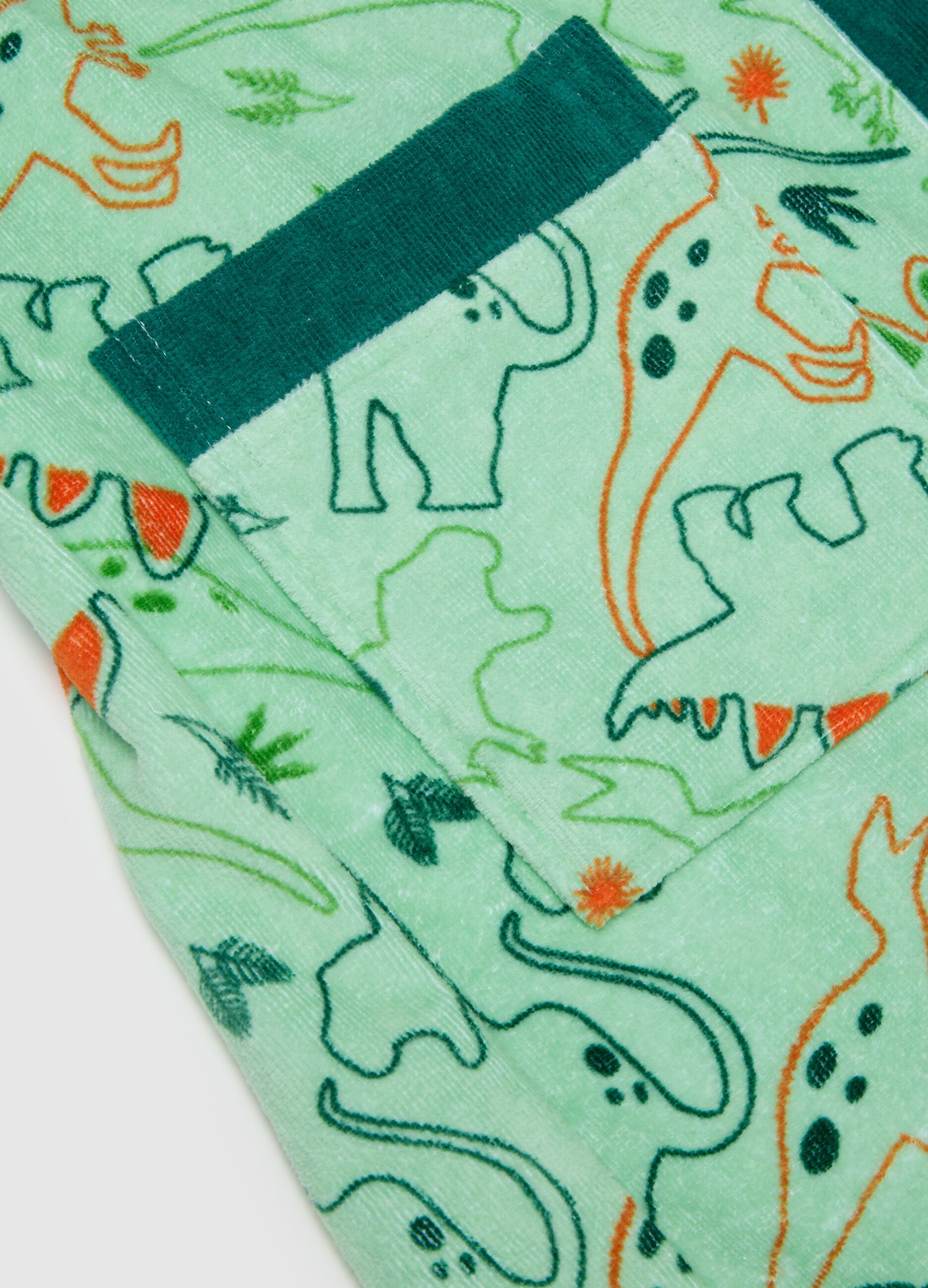 Boys' green pure cotton bathrobe