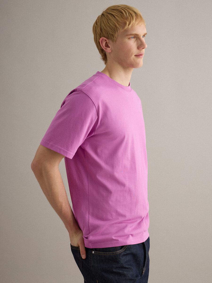 T-shirt girocollo in puro cotone rosa relaxed fit_2