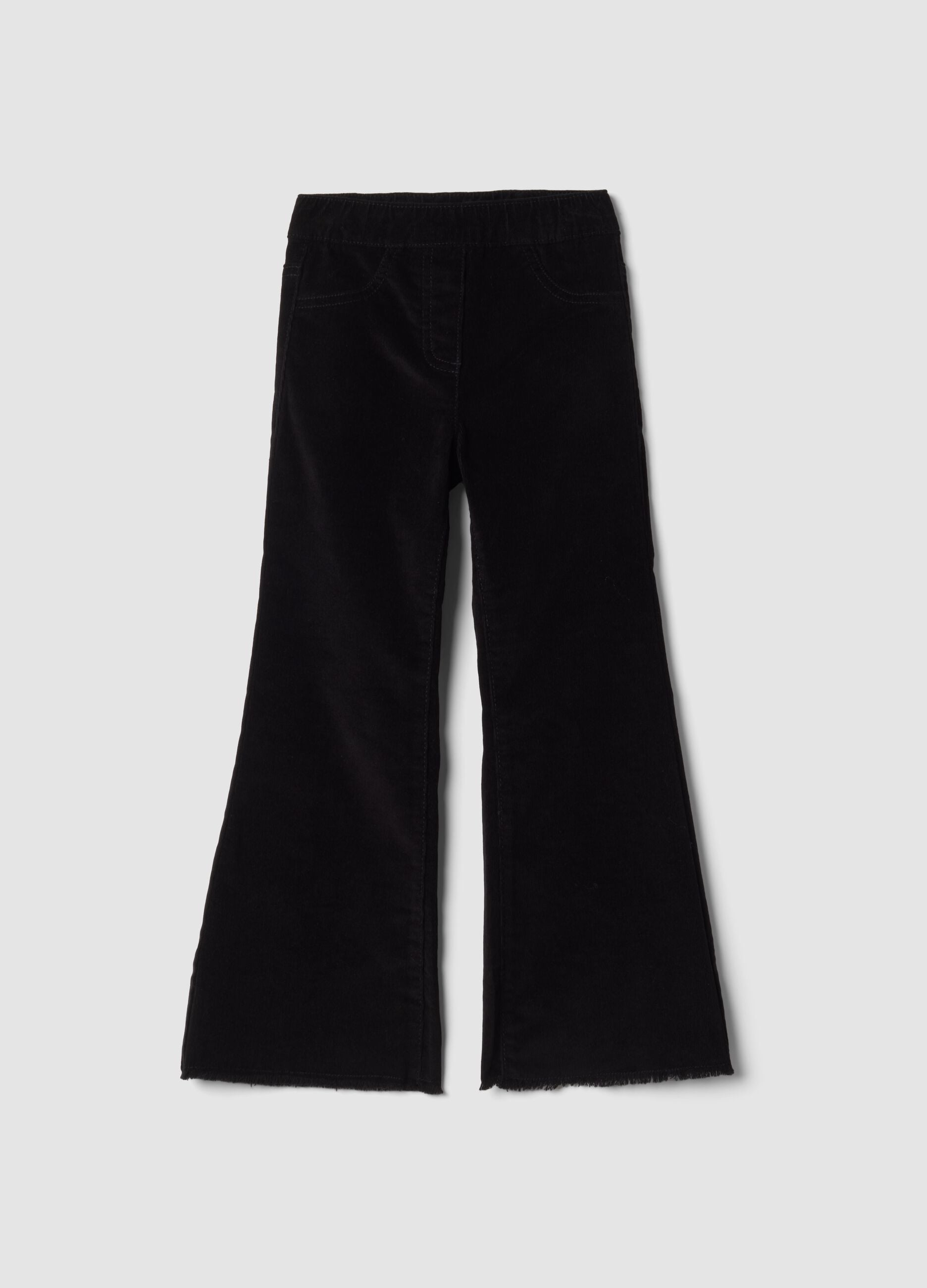 Black cotton-stretch flare treggings
