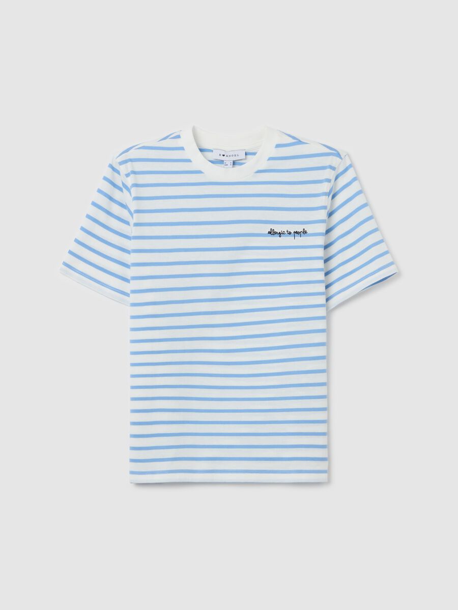 Striped T-shirt with "Allergic To People" embroidery_4