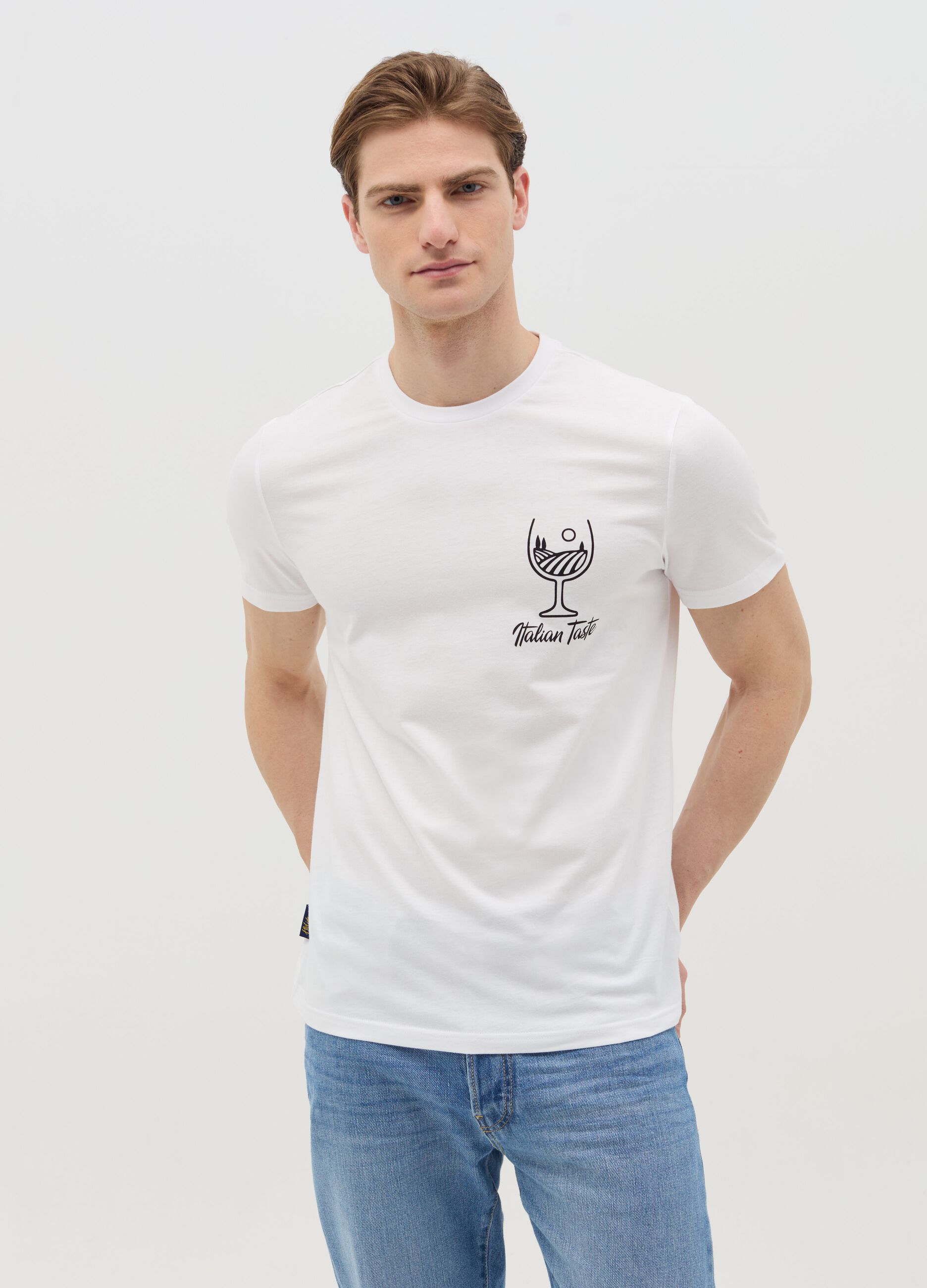 Cotton T-shirt with "Italian Taste" print