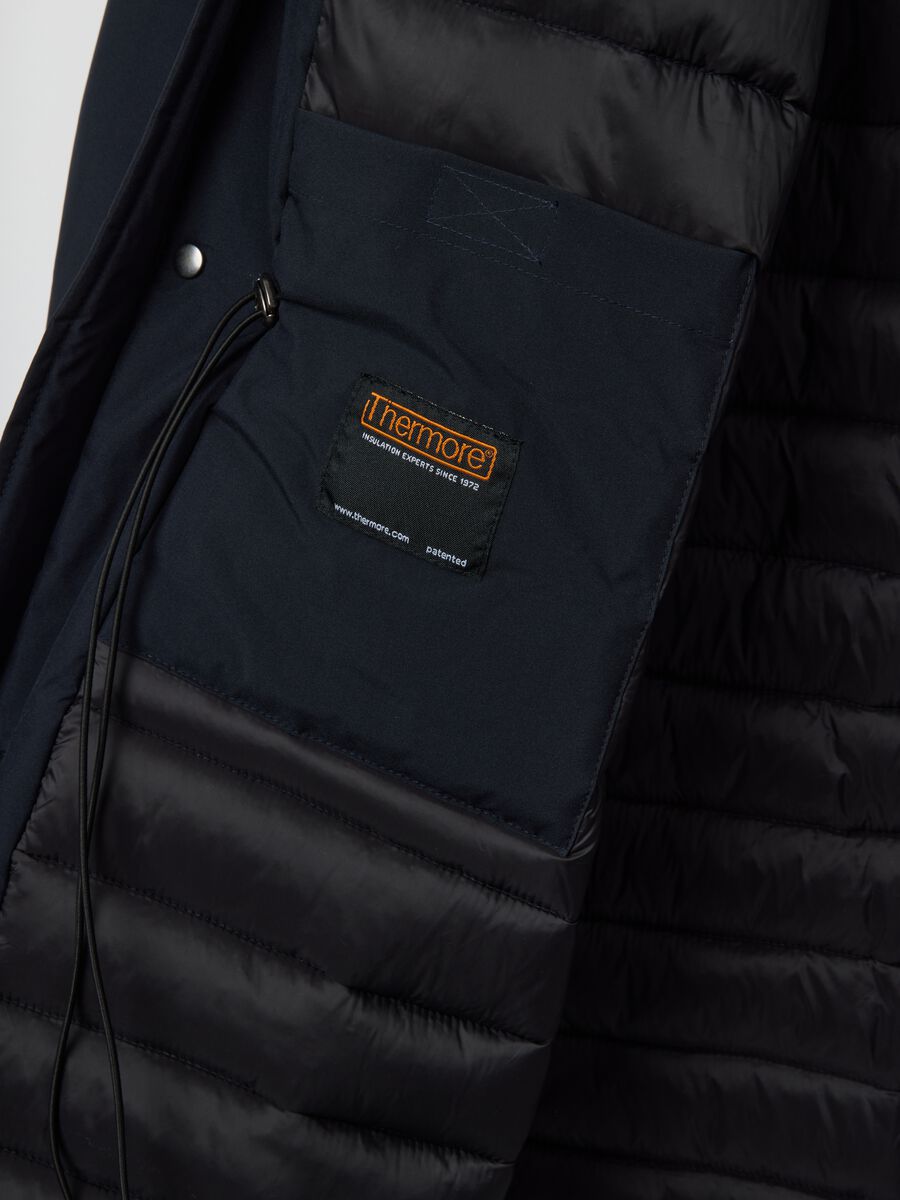 Blue regular fit padded parka with hood and zip_3