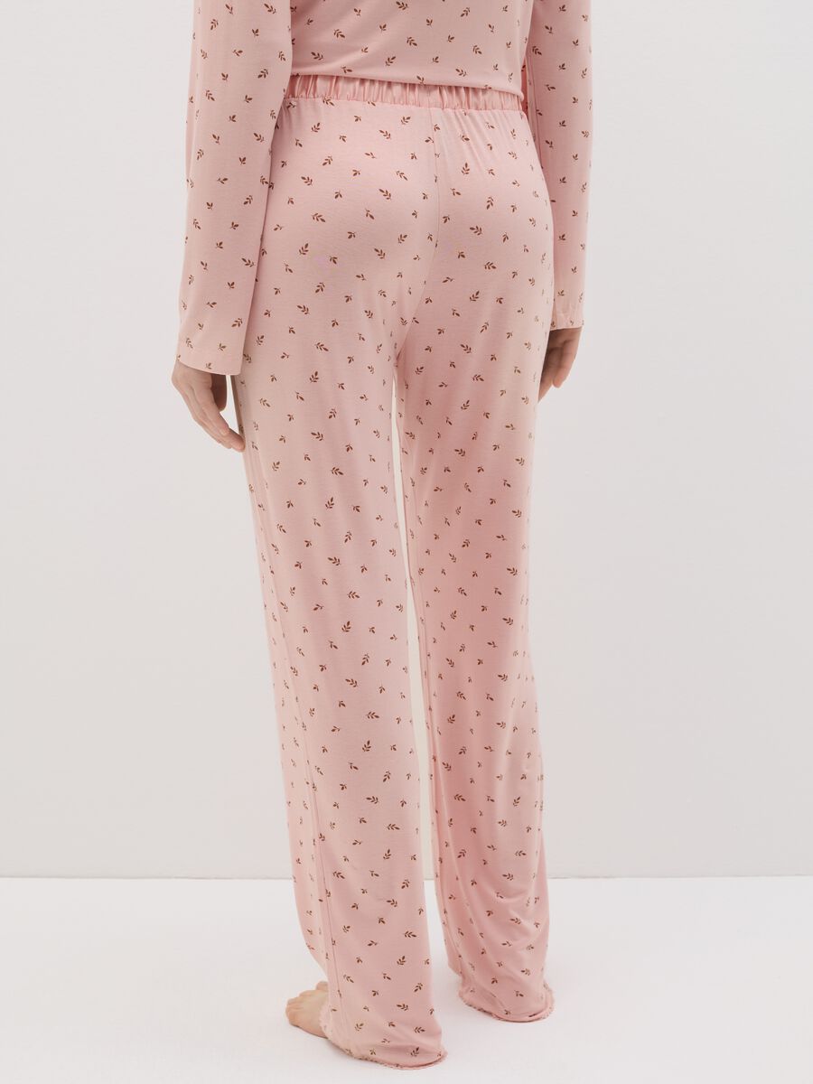 Pyjama trousers with small leaves print_2