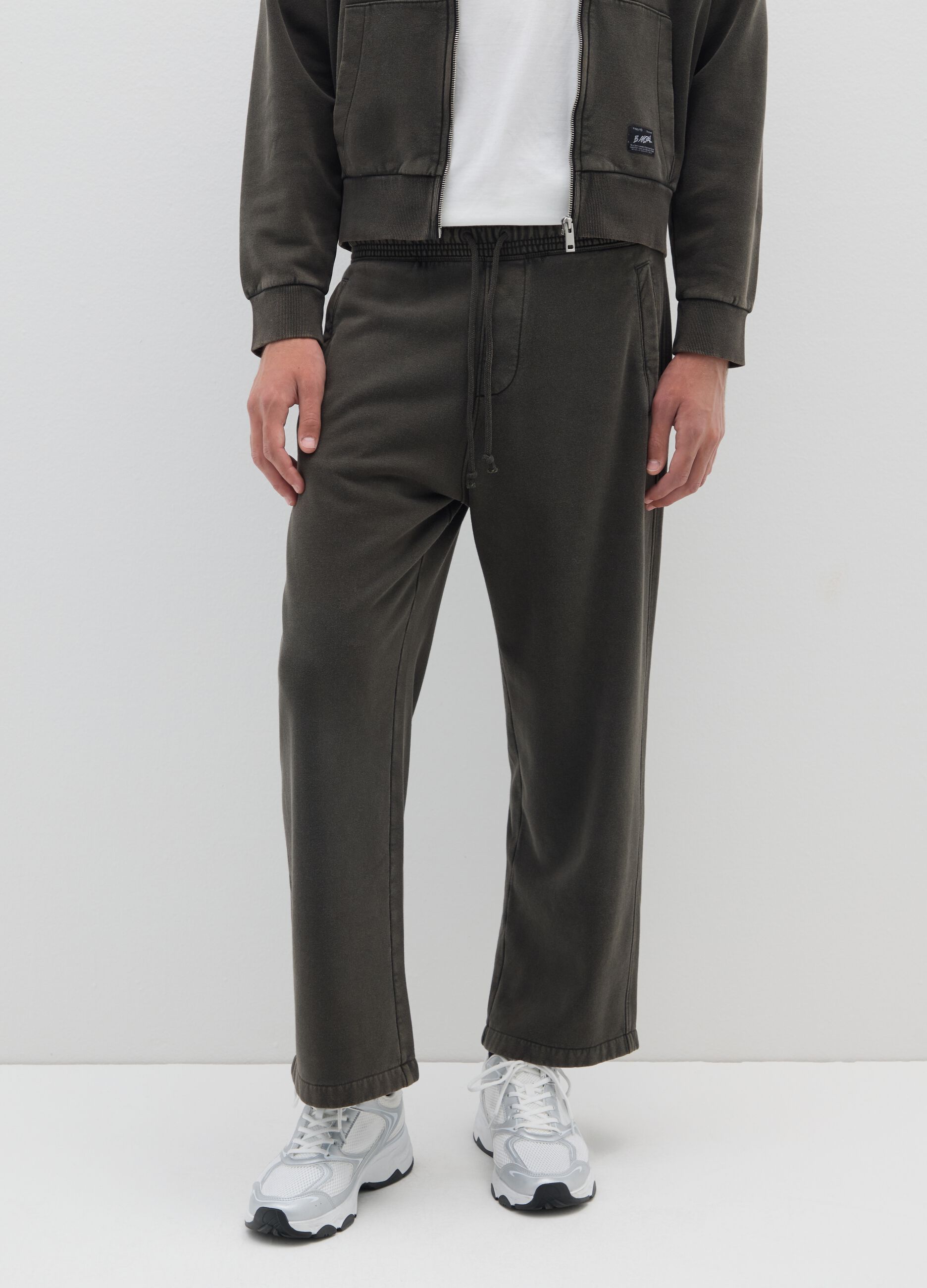 Pantaloni in misto cotone nero relaxed fit