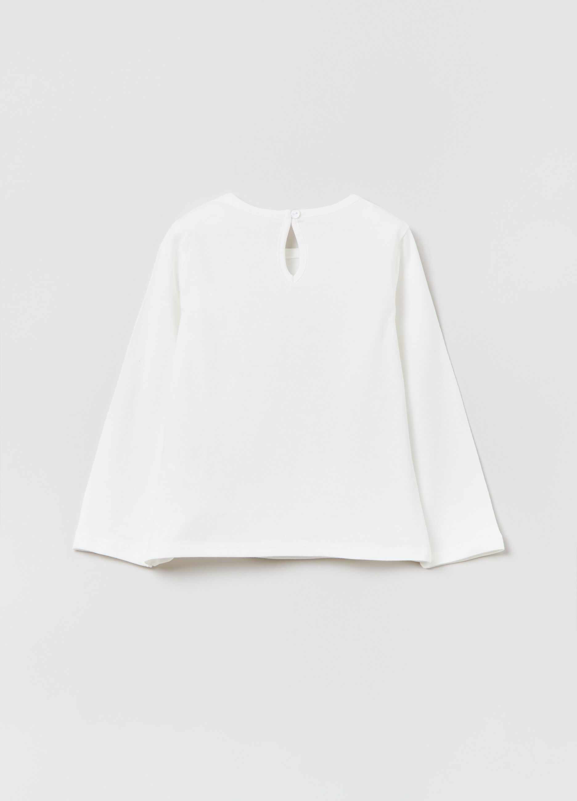 T-shirt in cotone con stampa gattino_1