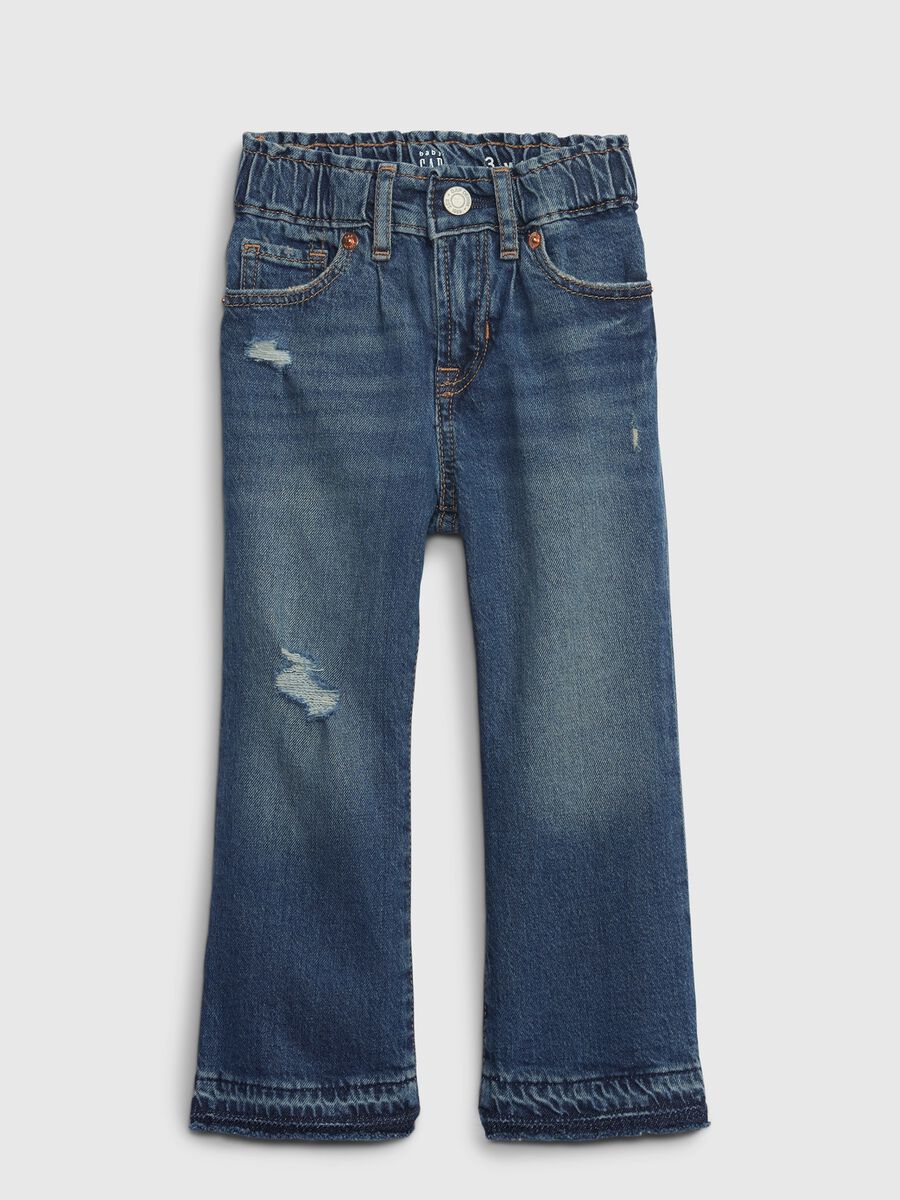 Jeans flare fit con abrasioni_0