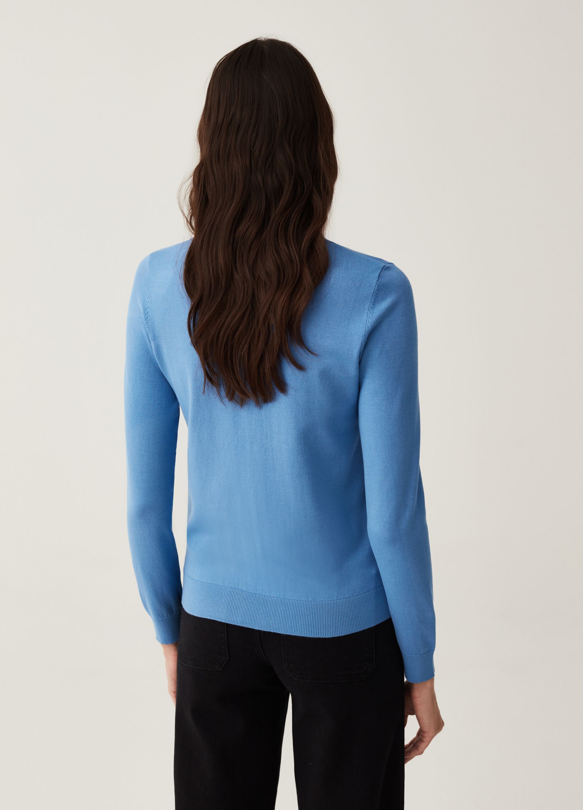 Cardigan girocollo tinta unita_2