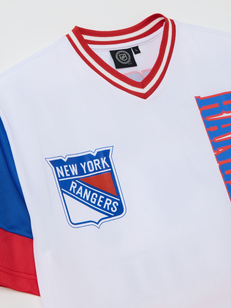 White New York Rangers T-shirt with mixed materials_5