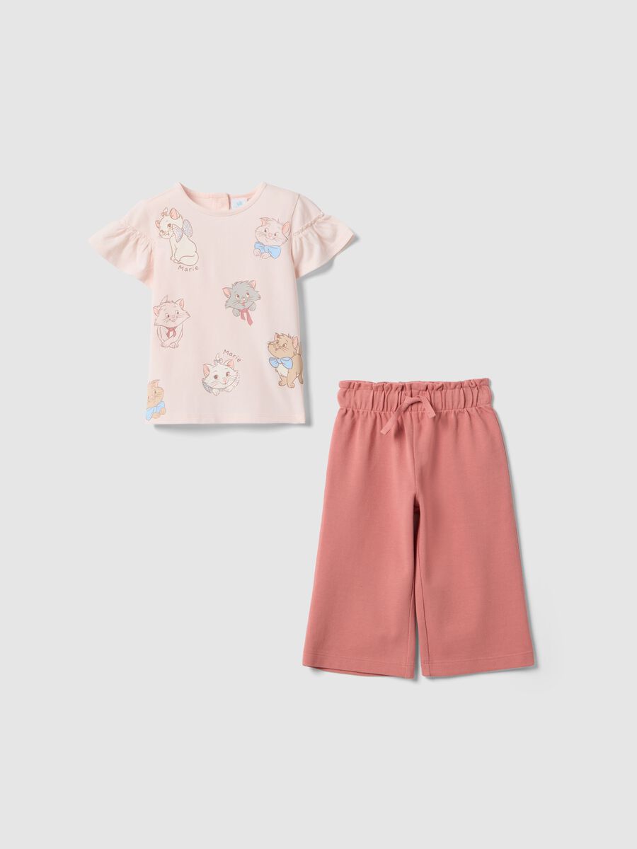 Set maglia pantalone in cotone elasticizzato rosa da bimba oversize fit_0