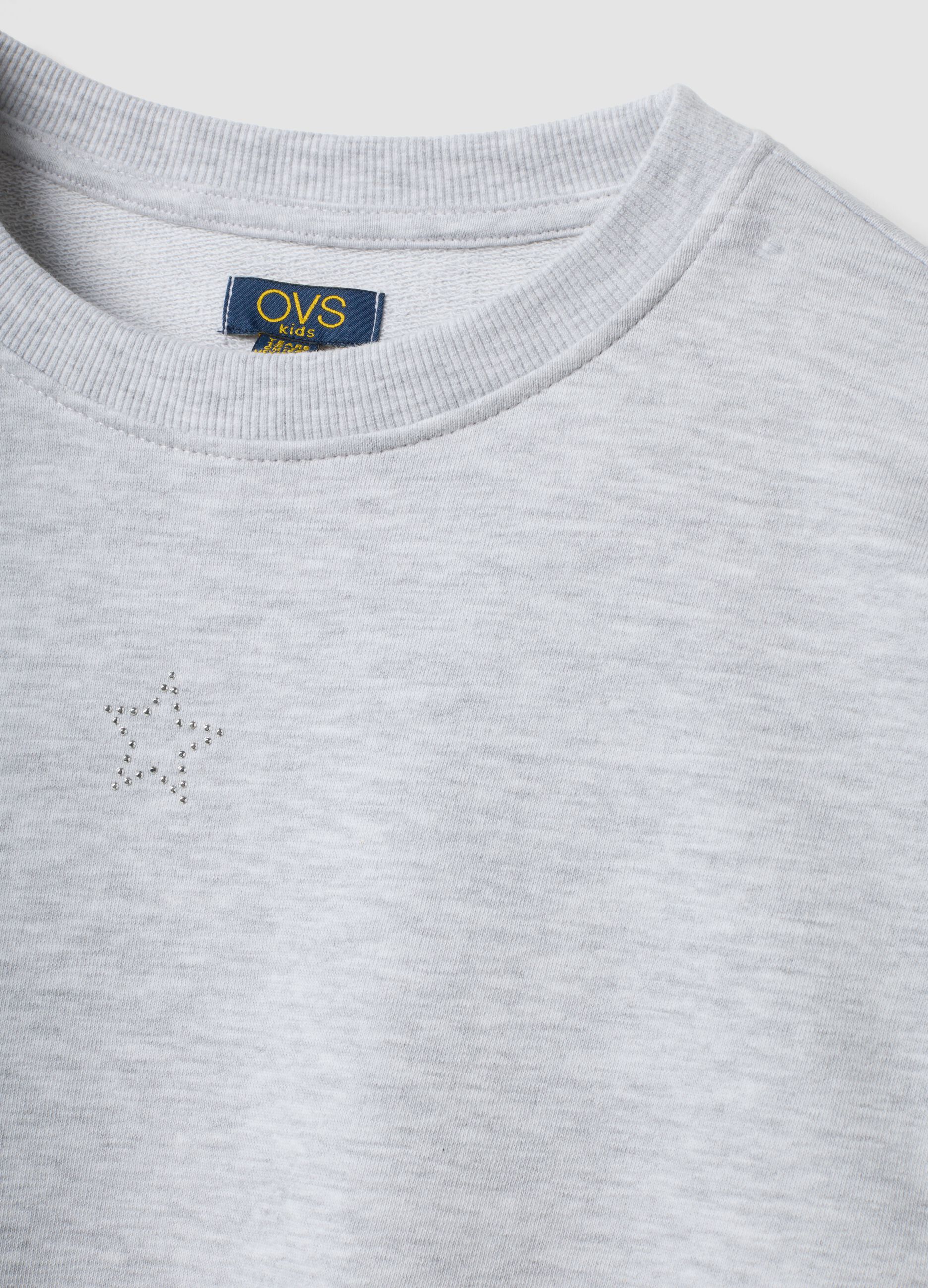 Girls&rsquo; grey 100% cotton sweatshirt with star, relaxed fit