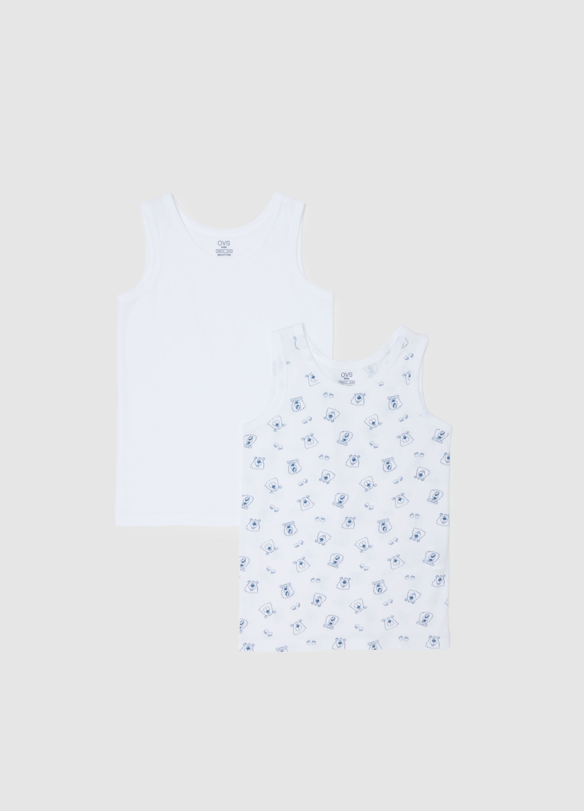 Bipack canottiere da bambino in puro cotone bianco regular fit