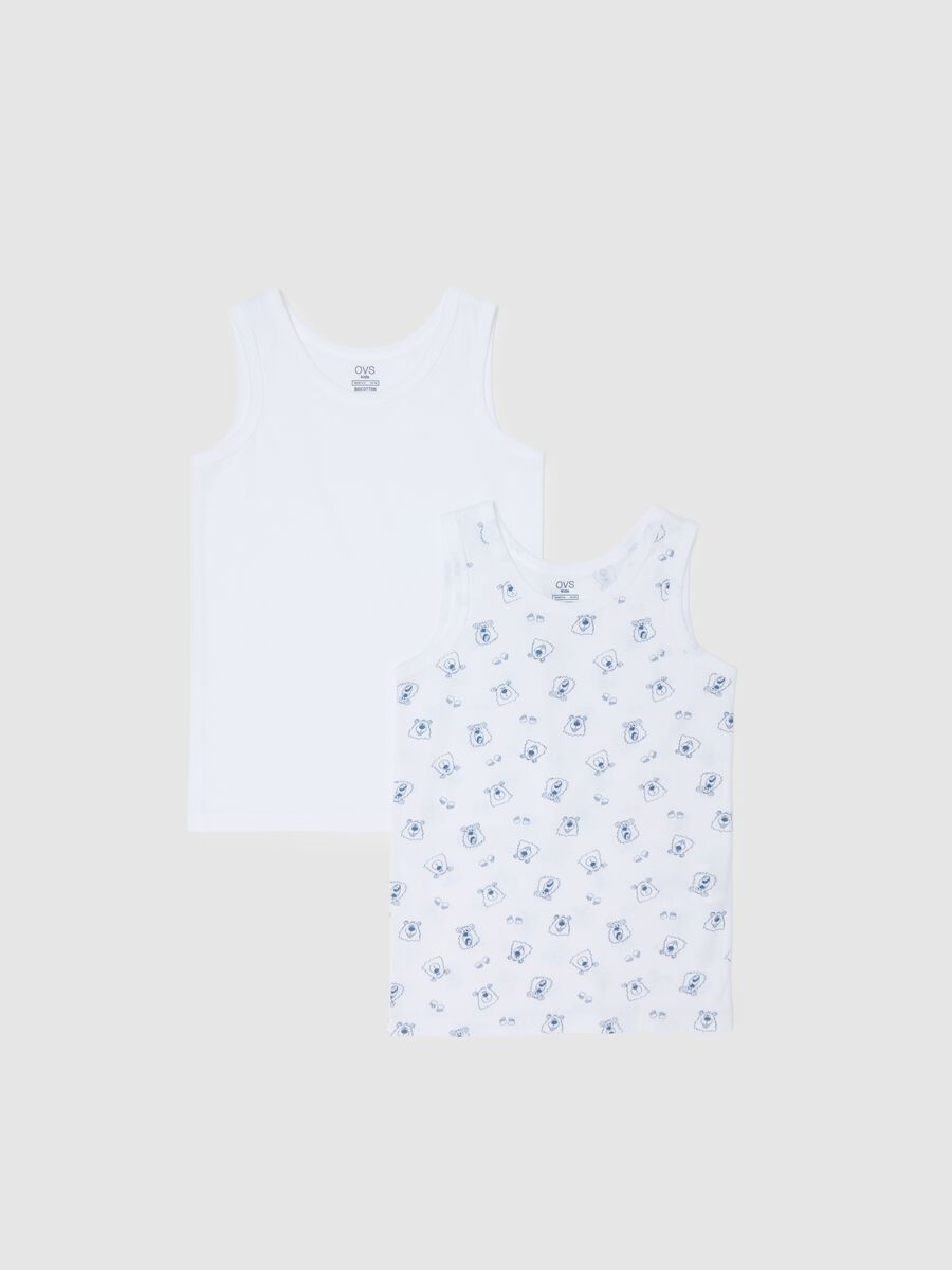 Bipack canottiere da bambino in puro cotone bianco regular fit_0