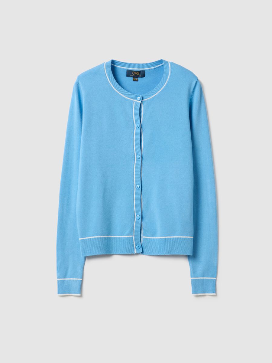 Cardigan in misto viscosa azzurro regular fit con bottoni_4