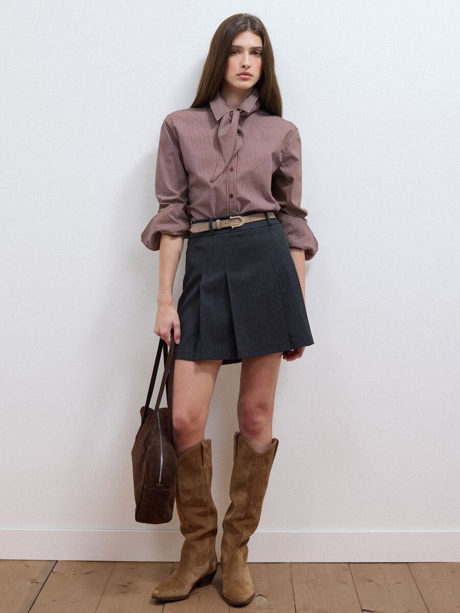 Camicia multicolor in cotone elasticizzato con collo foulard_2
