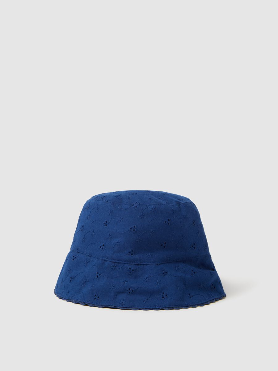 Blue cloche hat in broderie anglaise_0
