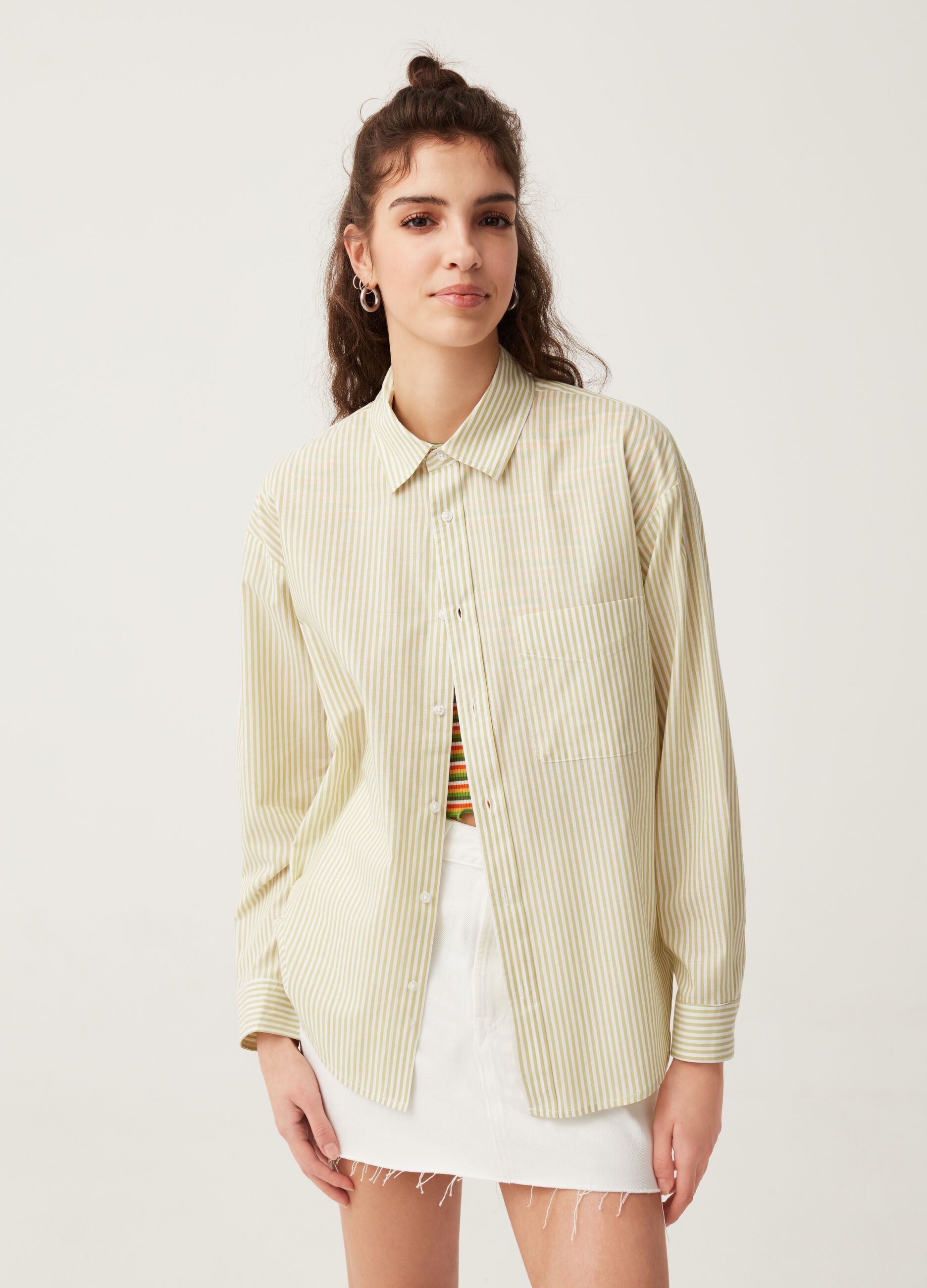 Camicia in cotone oxford a righe Baby Angel_1
