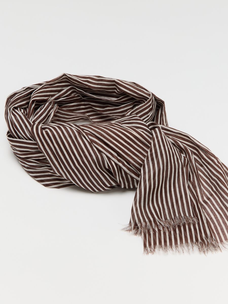 Brown striped cotton scarf_1