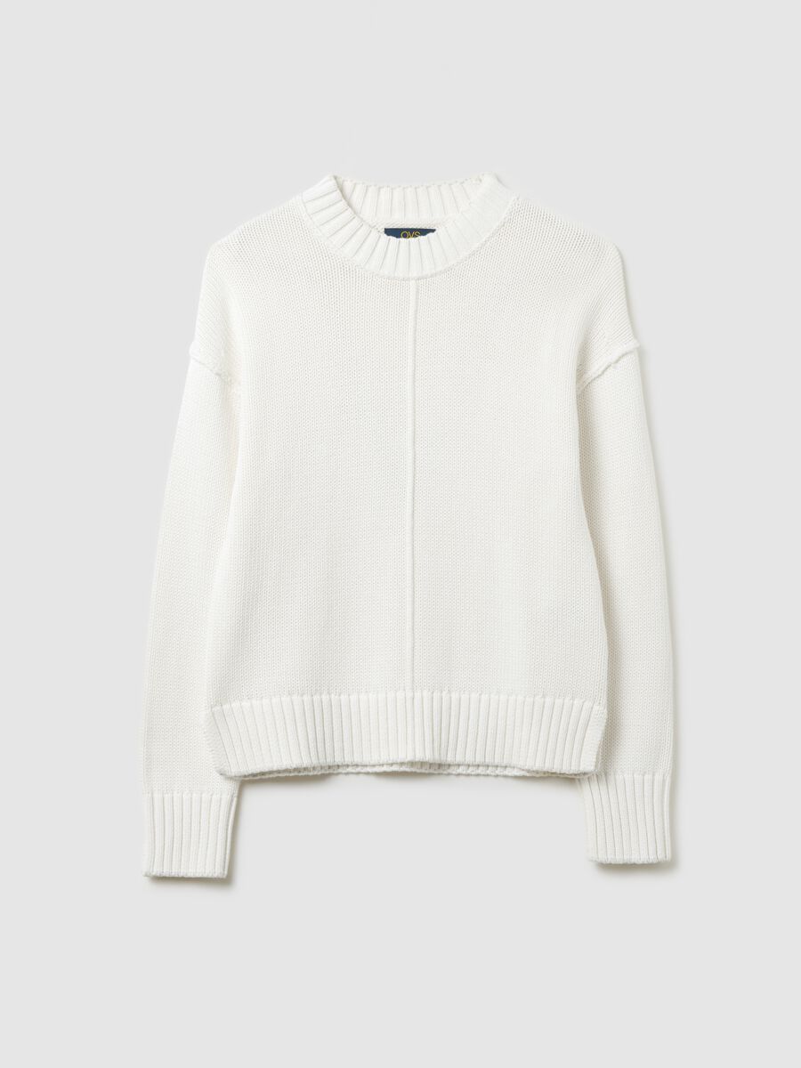 White Pure Cotton Turtleneck Sweater_4