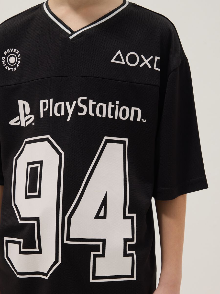 T-shirt in puro cotone nero da bambino regular fit con logo PlayStation_2