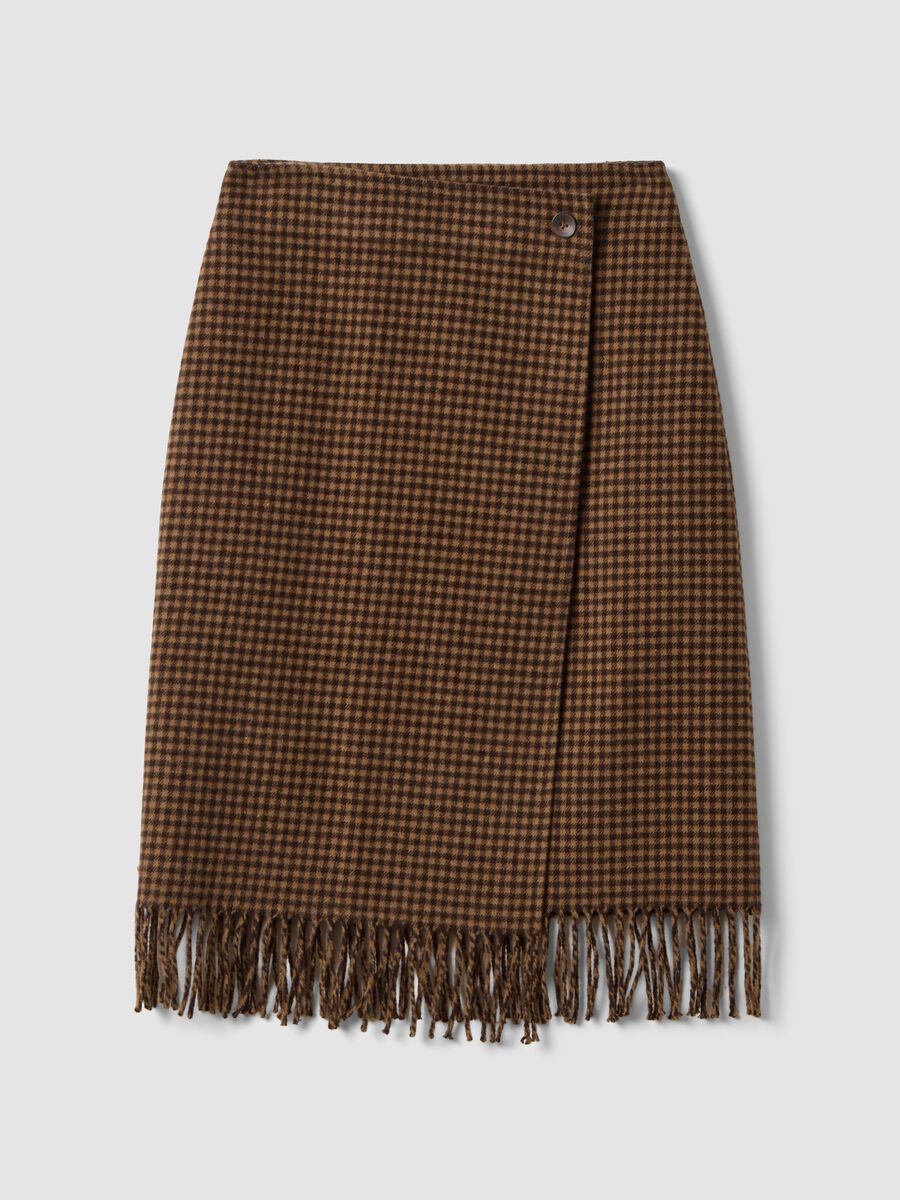 Brown and black wool-viscose blend skirt_4