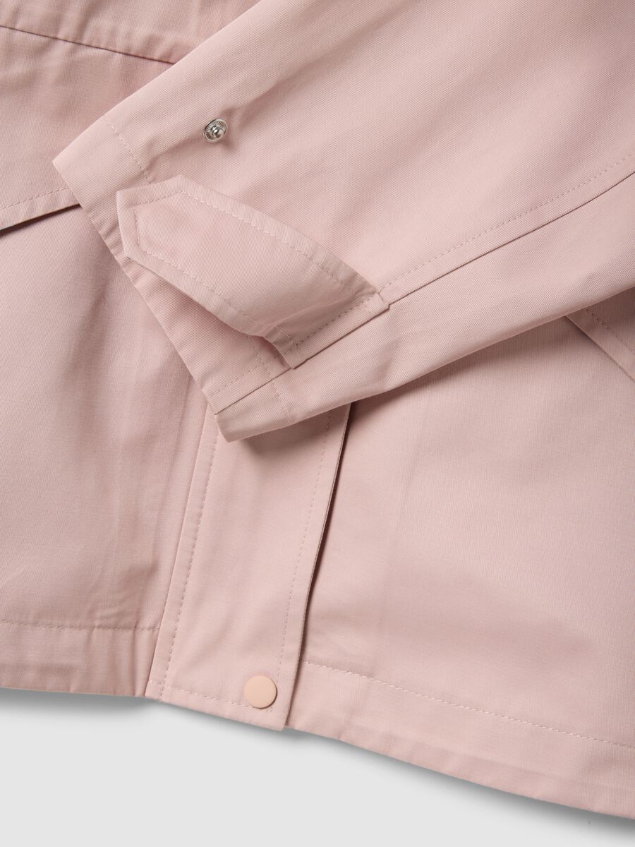 Pink Regular Fit Cotton Blend Jacket with Zip and Hood_5