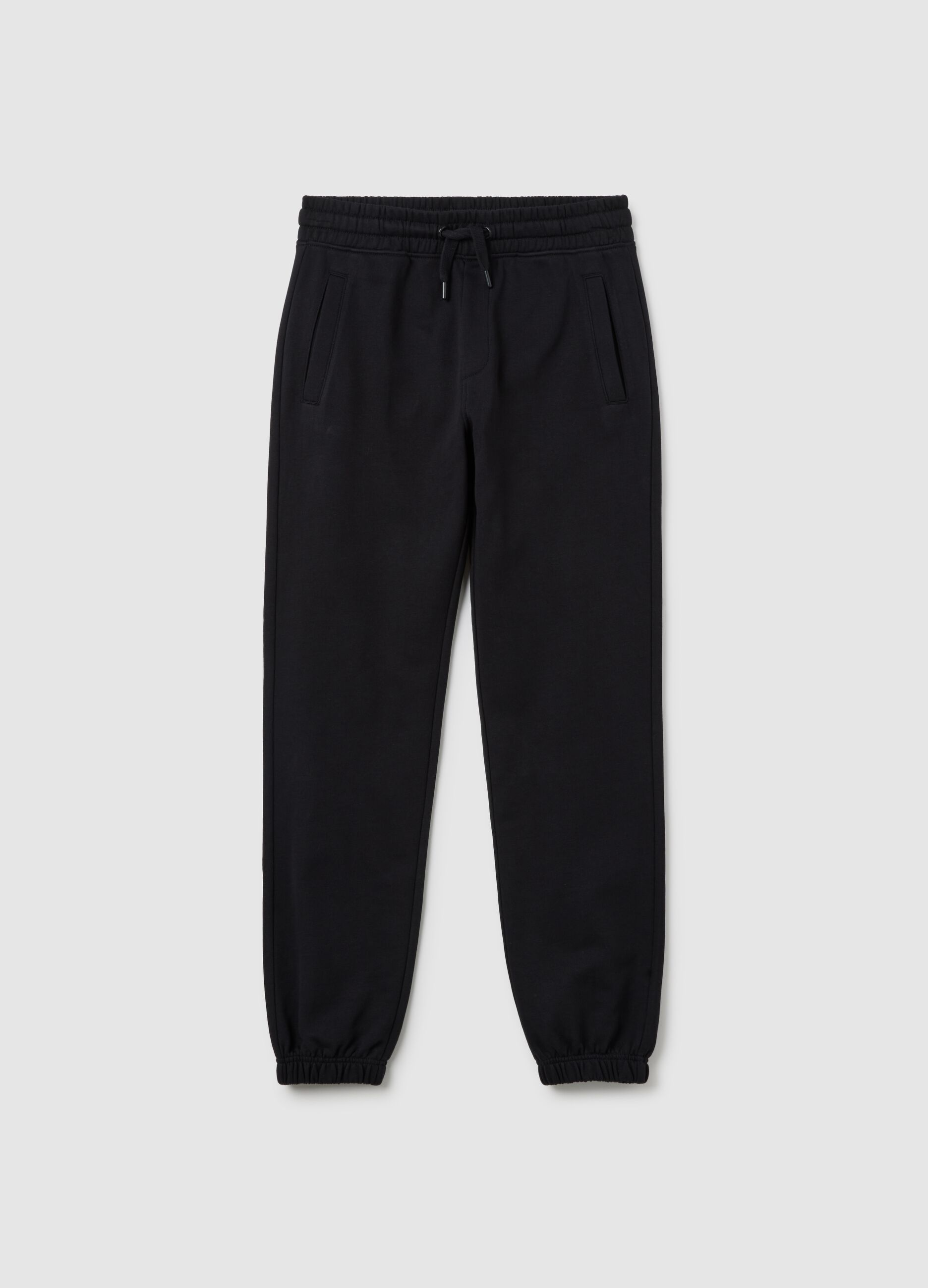 Boy's black pure cotton jogger trousers in regular fit