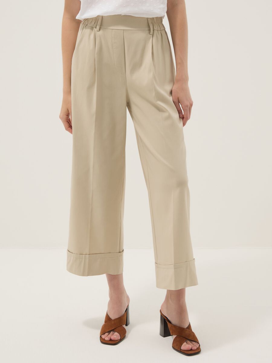 Beige stretch viscose palazzo trousers_2