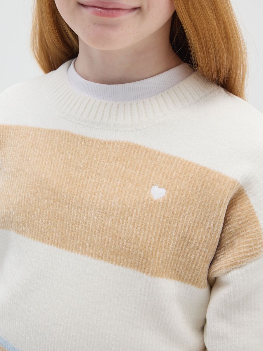 Maglione girocollo a righe multicolor da ragazza regular fit_2