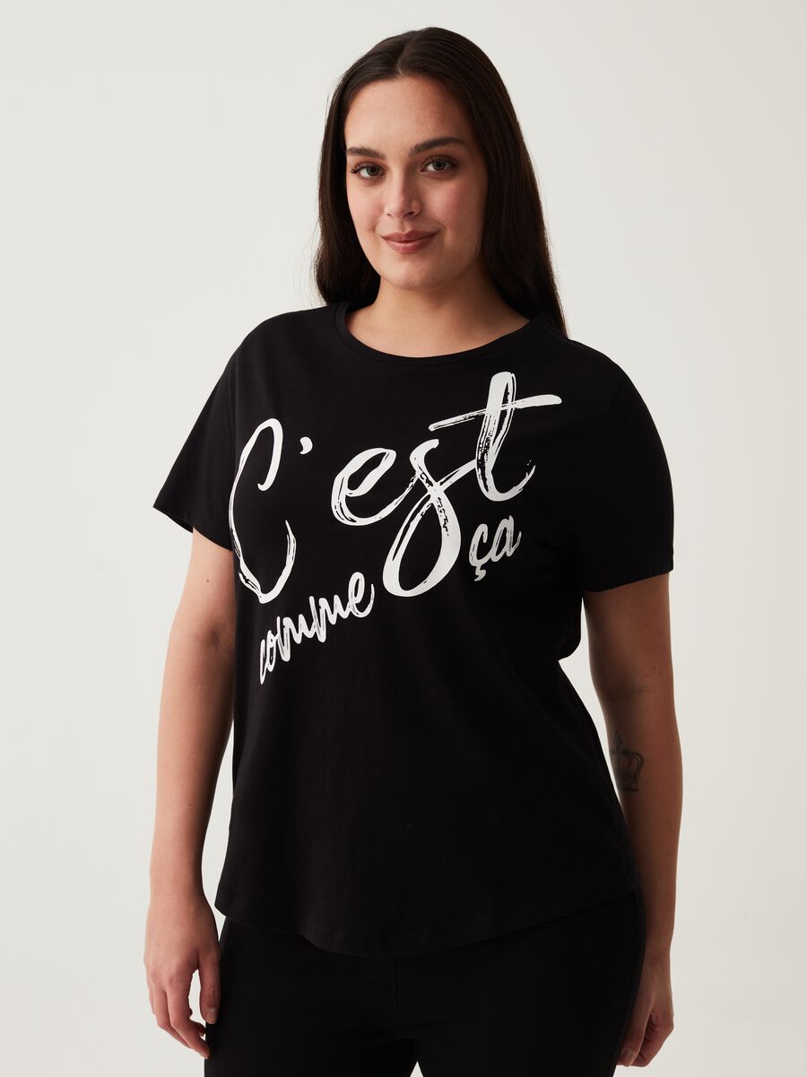 T-shirt in cotone con stampa Curvy_1
