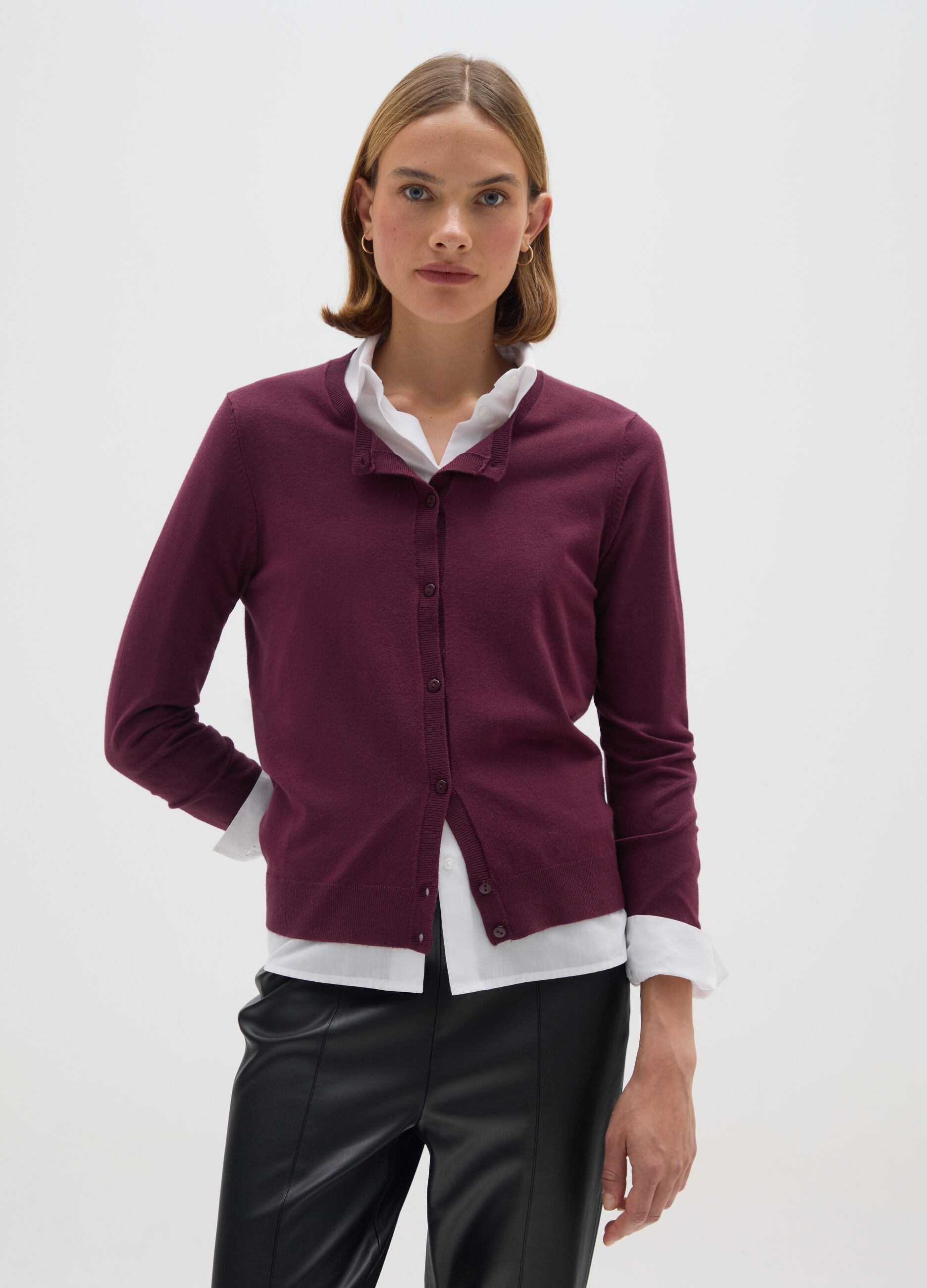 Purple Regular Fit Cardigan