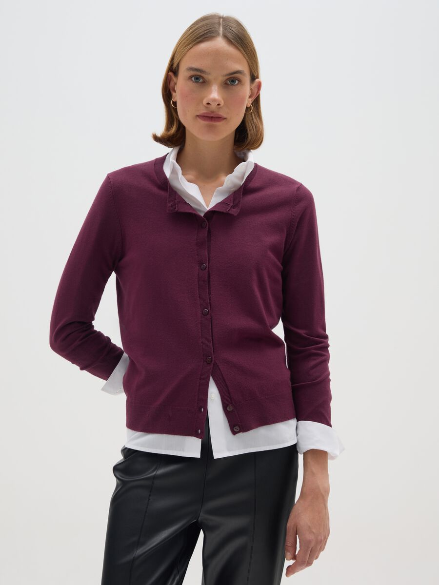 Purple Regular Fit Cardigan_0