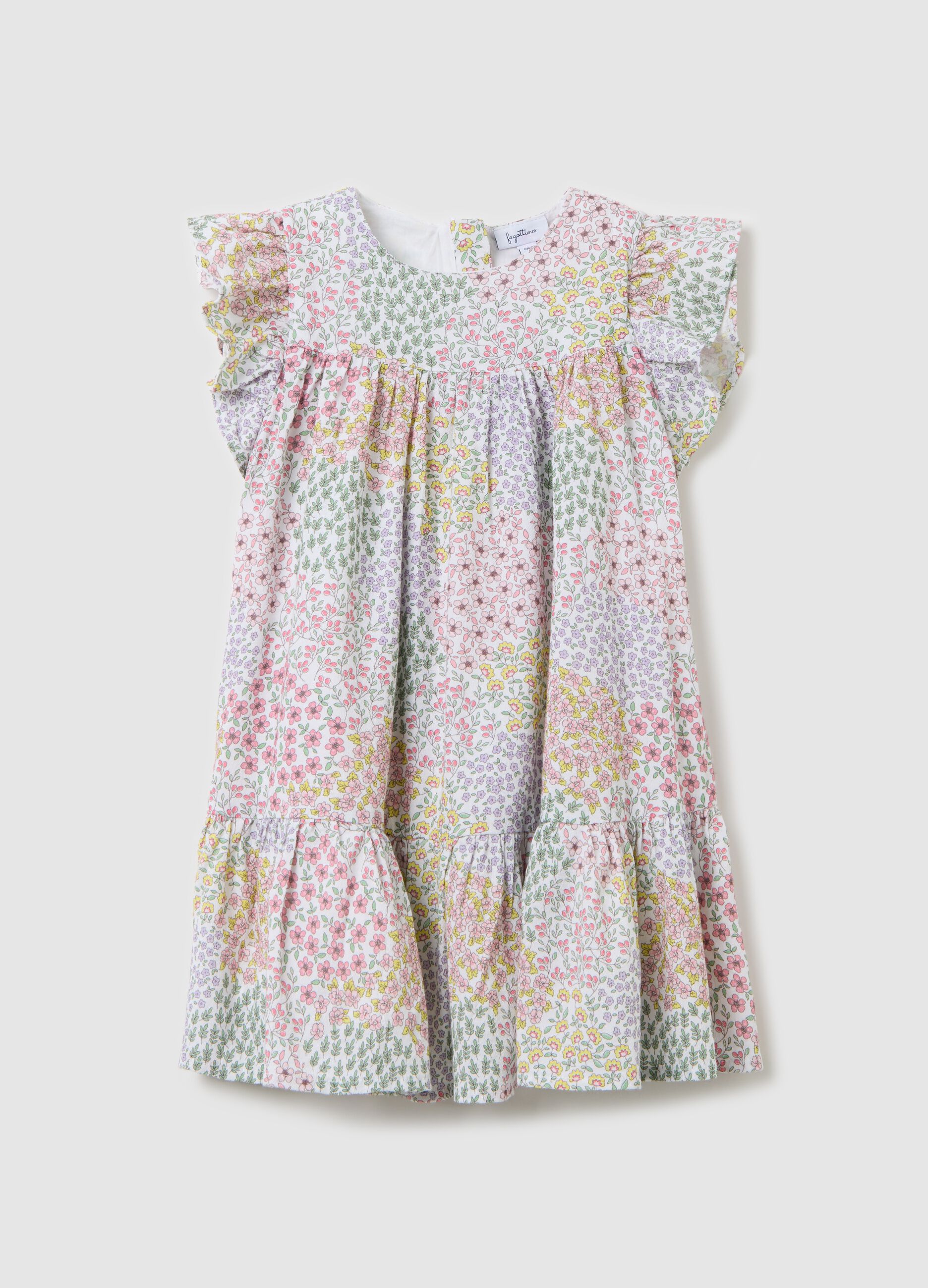 Long white dress with floral pattern