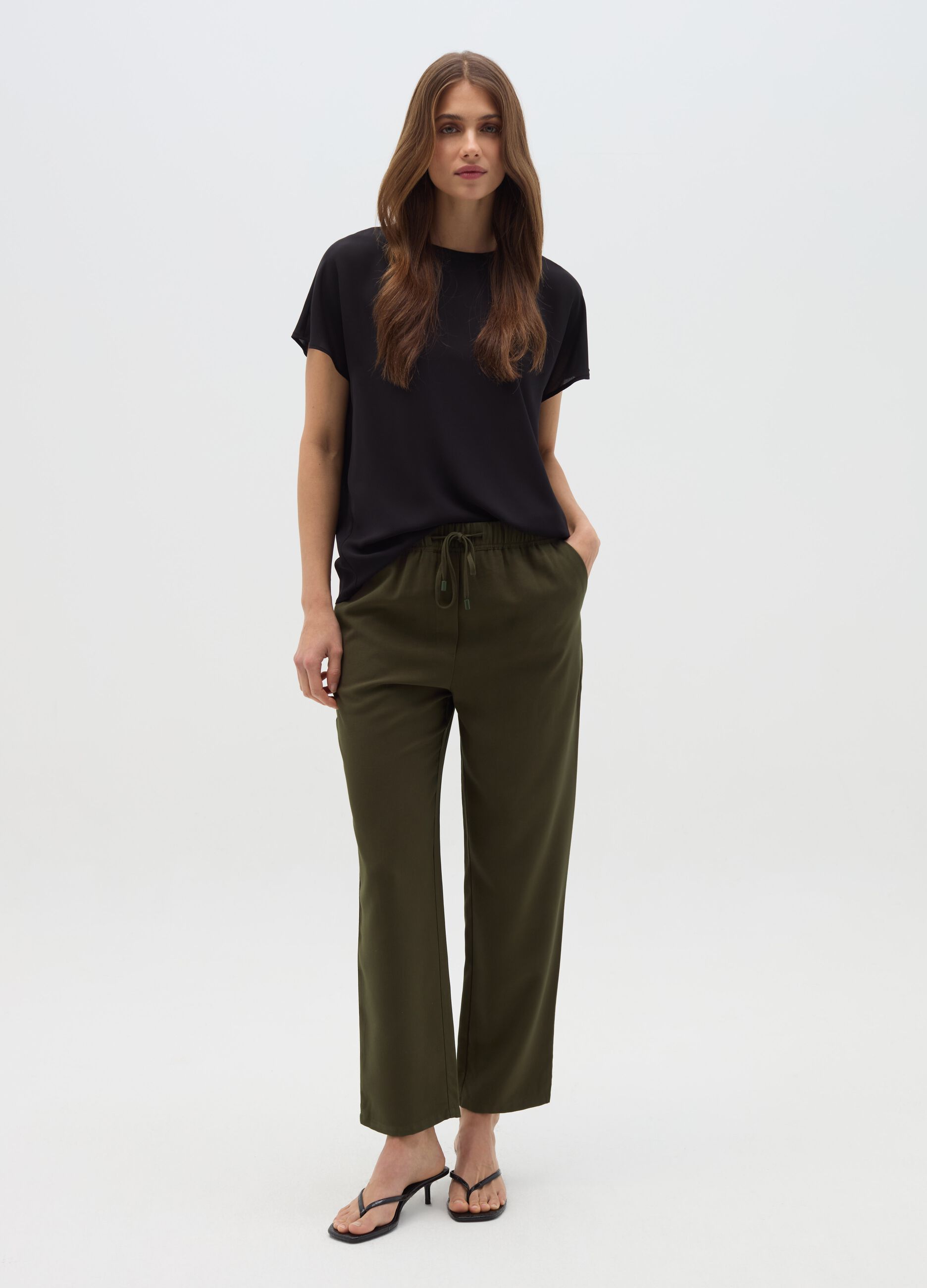 Joggers in misto viscosa con coulisse