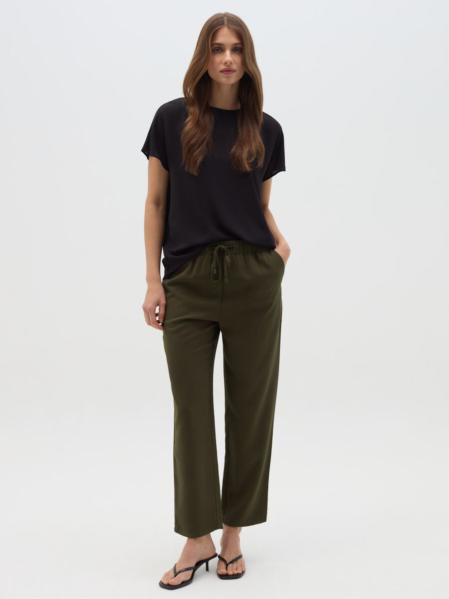 Viscose blend joggers with drawstring_0