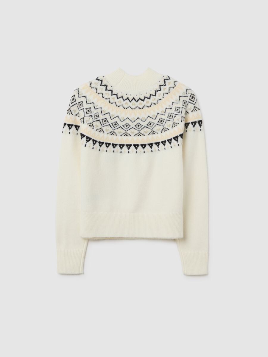 Multicoloured regular fit girl's jumper with geometric pattern_5